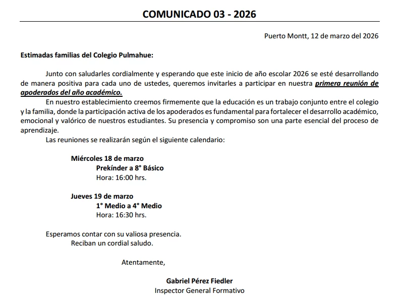 Comunicado Oficial 04, 12-03-2026