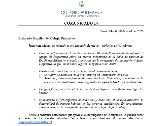 Comunicado Oficial 14, 10-04-2026