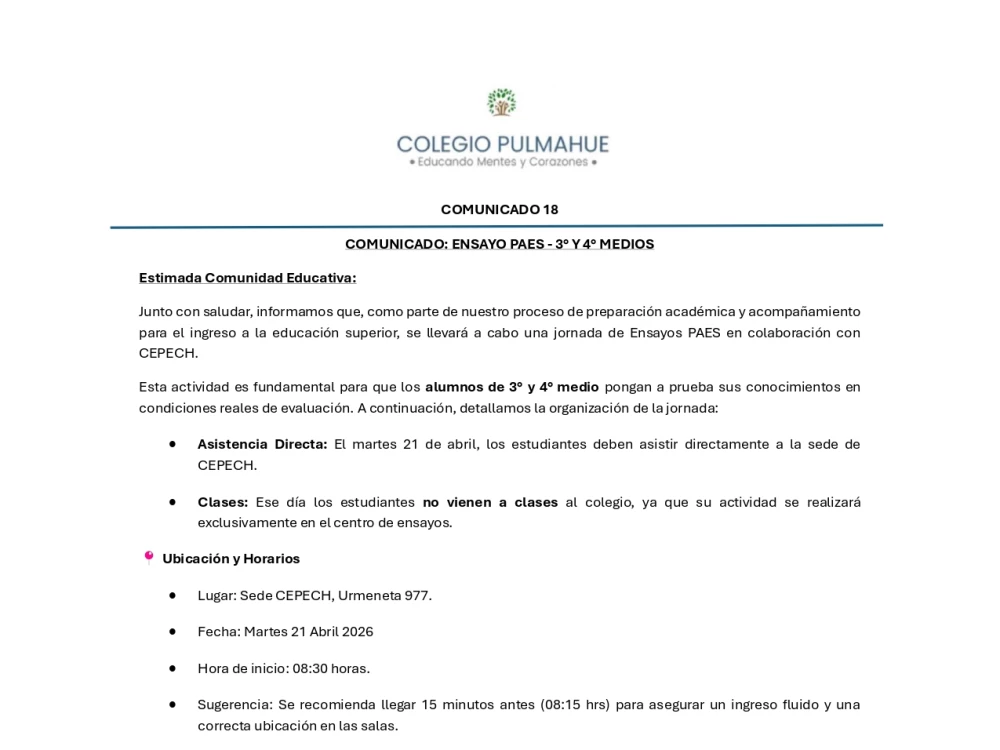 Comunicado Oficial 18, 15-04-2026