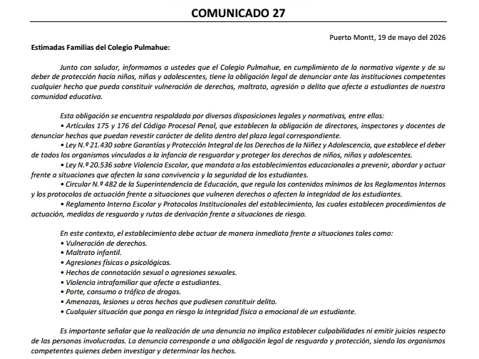 Comunicado Oficial 27, 19-05-2026