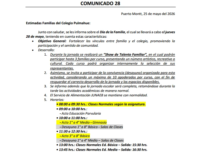 Comunicado Oficial 28, 25-05-2026