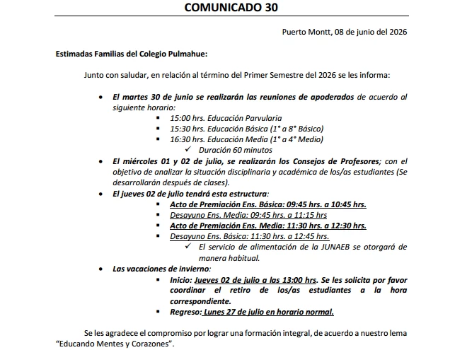 Comunicado Oficial 30  08-06-2026
