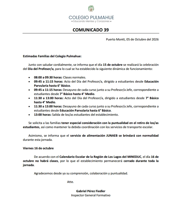 Imagen de la noticia: Comunicado Oficial 39 05-10-2026
