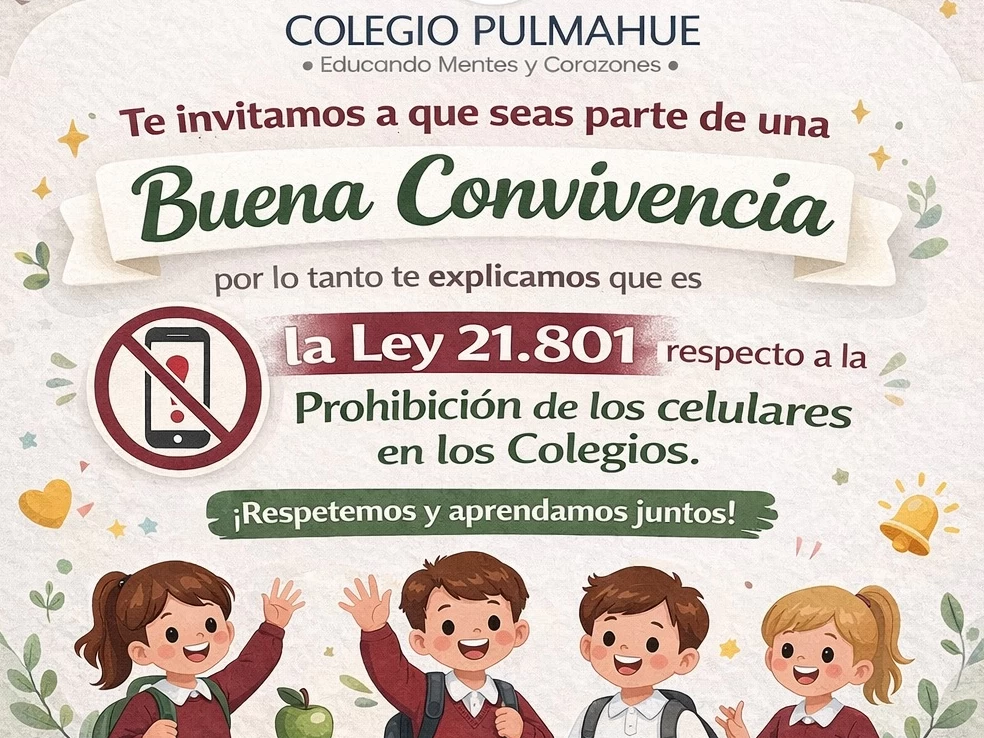 Ley 21.801 prohibición de los celulares en los colegios.